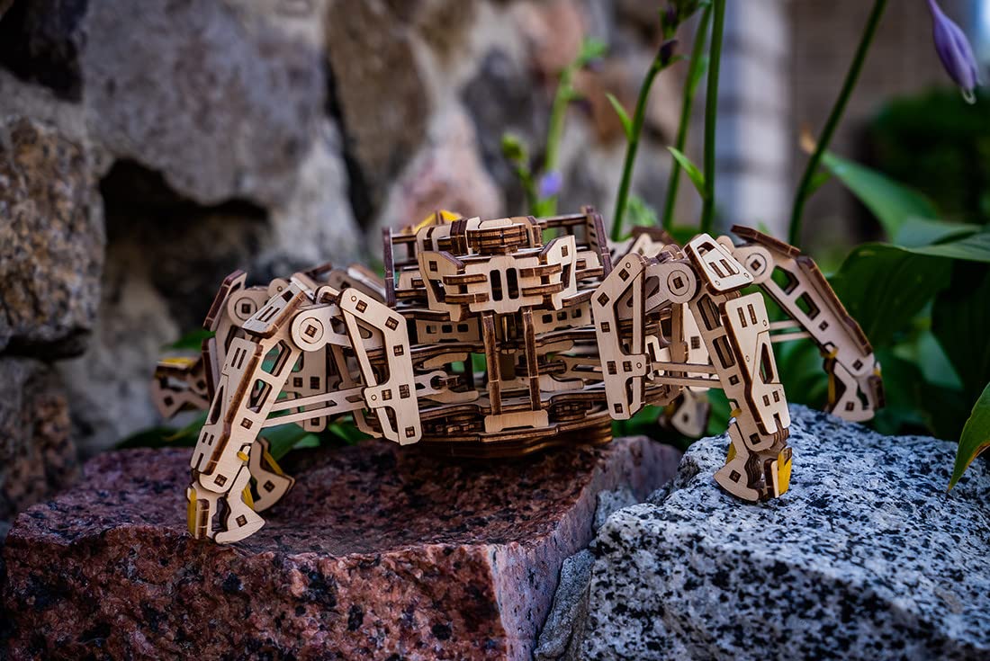UGEARS Hexapod Explorer 3D Puzzle - Mechanical Spider Robot with Powerful Spring Motor - 3D Wooden Puzzles for Adults and Kids 3D Puzzles Wooden UGEARS