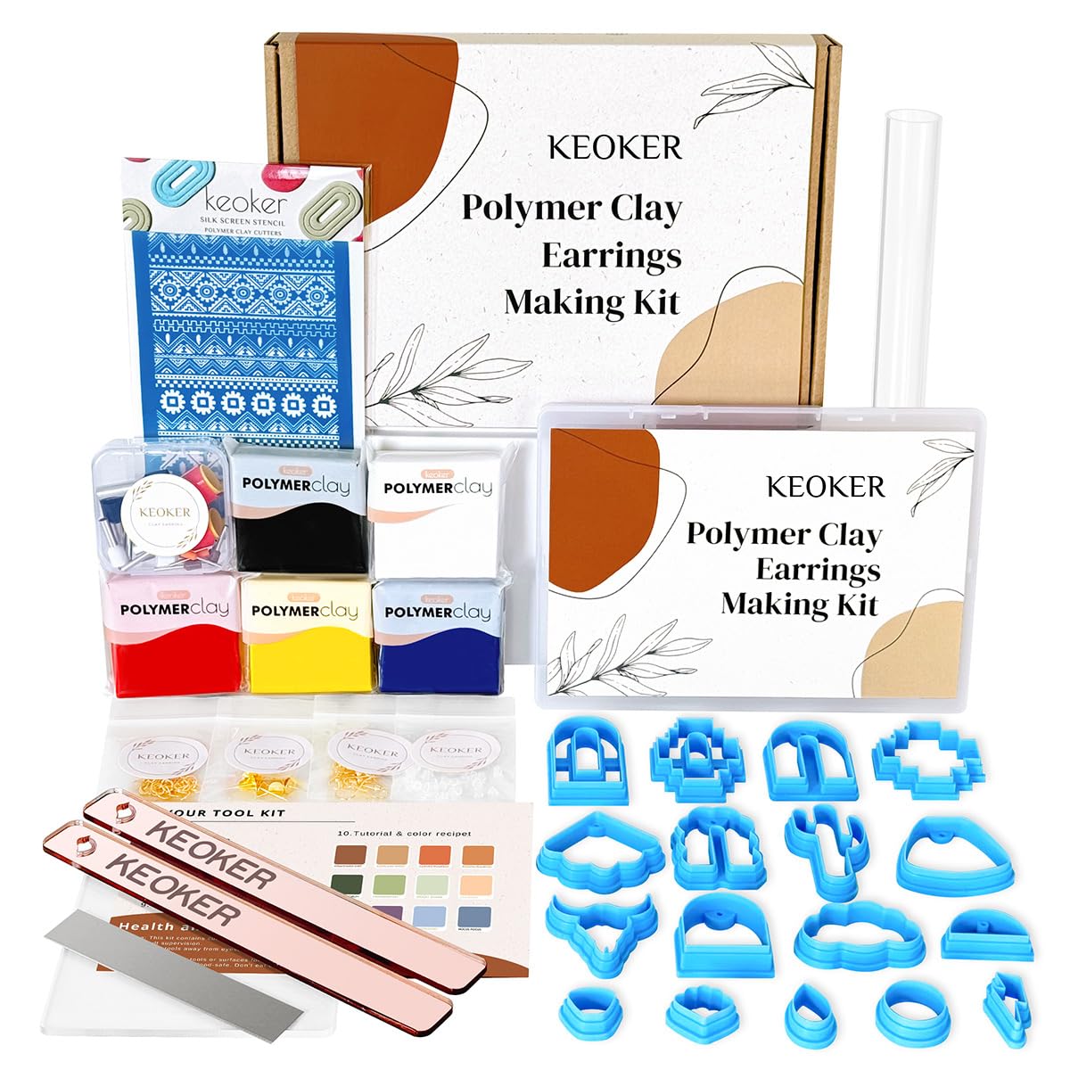 Keoker Polymer Clay Jewelry Making Kit, 103 PCS Clay Earring Making Kit for Teens and Adults, Fashion Designer Kits for Girls, Polymer Clay Earrings - WoodArtSupply