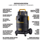 Vacmaster Pro 8 gallon Certified Hepa Filtration Wet/Dry Vac,Black Vacmaster