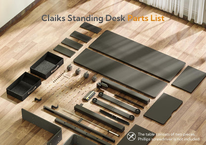 Claiks Standing Desk with Drawers, Stand Up Electric Standing Desk Adjustable Height, Sit Stand Desk with Storage Shelf and Splice Board, 55 Inch, - WoodArtSupply