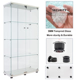 Nifoti 64.5" High 4-Shelf Double Door Glass Display Cabinet with Locks - Versatile Curio and Bookshelf for Living Room nifoti