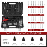NEU MASTER Rivet Gun with 200Pcs Rivets, Manual Rivet Gun Kit with 4 Tool-Free Interchangeable Rivet Heads, BMC Case, Heavy Duty Single Hand Riveter NEU MASTER