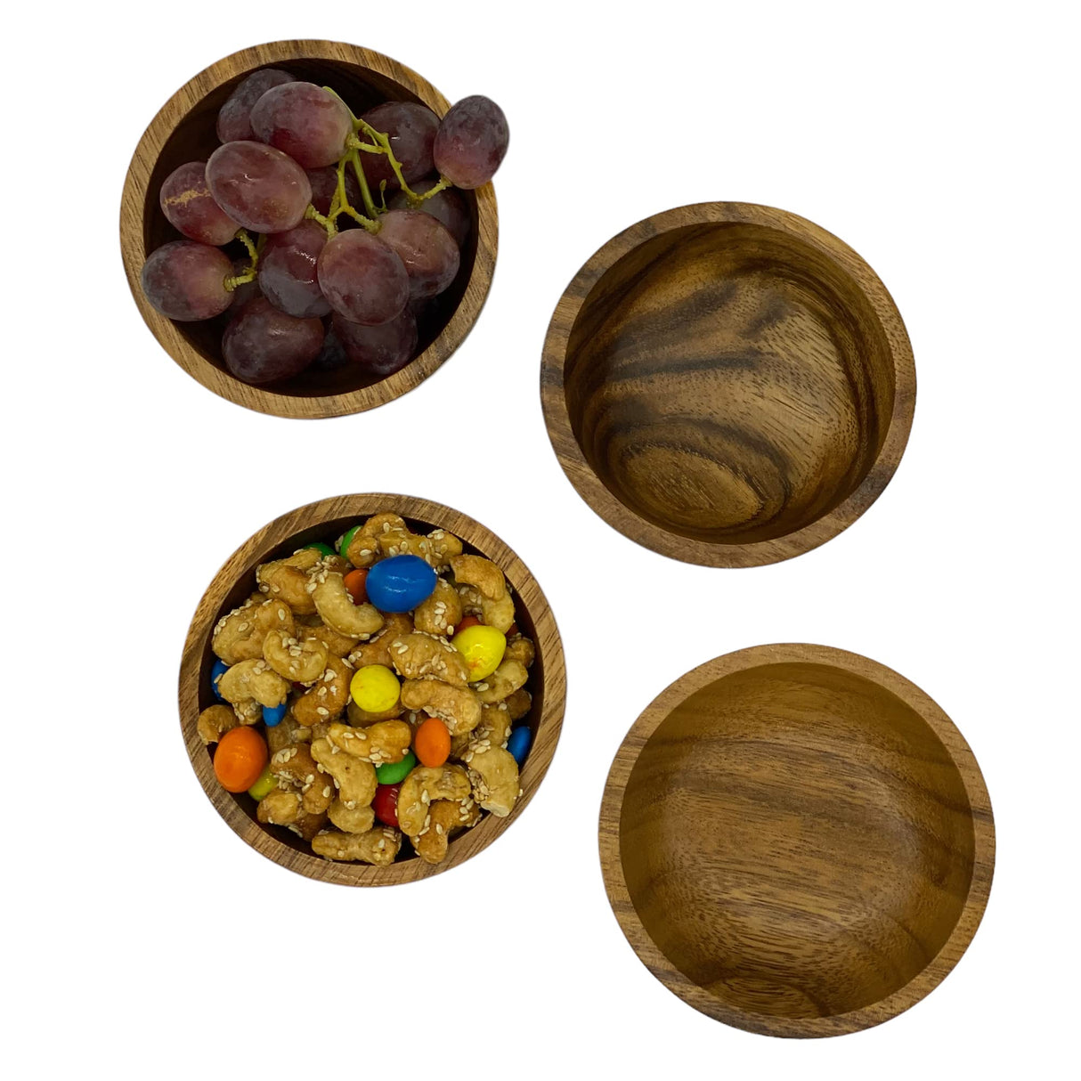 WRIGHTMART Wood Bowl Set of 4. for Food, Snack, Cereal, Nuts, Appetizer, Dips, Condiments, Chocolates, Charcuterie Cups, Decorative, Handmade of WRIGHTMART