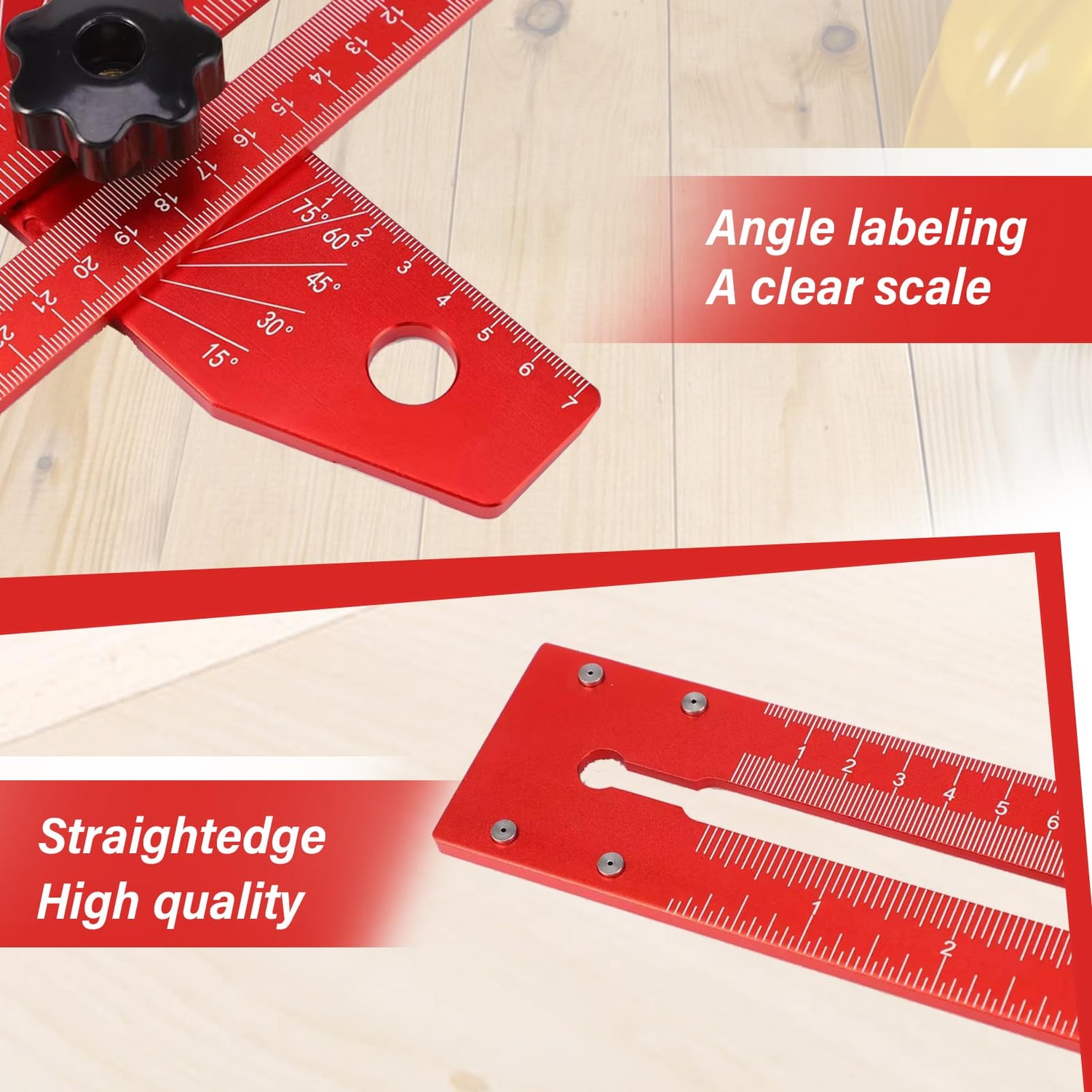 Woodworking Scriber Marking Line Ruler T Type Woodworking Ruler 13 inch Layout and Measuring Tools Precision Marking T-Ruler Positioning BOWEITI