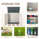 Jummico Horizontal Outdoor Resin Storage Shed 27 Cu. Ft. Garden Storage Extra Large Capacity Weather Resistant Storage Box for Bike, Garbage Cans, JUMMICO