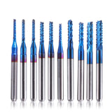 SainSmart Genmitsu 10Pcs Nano Blue Coat End Mill CNC Router Bits, 1.5-3.175mm, 1/8" Shank SainSmart