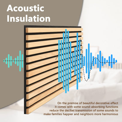 Acoustic Wood Slat Wall Panels for Interior Wall Decor | Soundproof Wall Panels | 3D Slat Wood Panels | Bedroom Sound Absorption Decor | Seamless