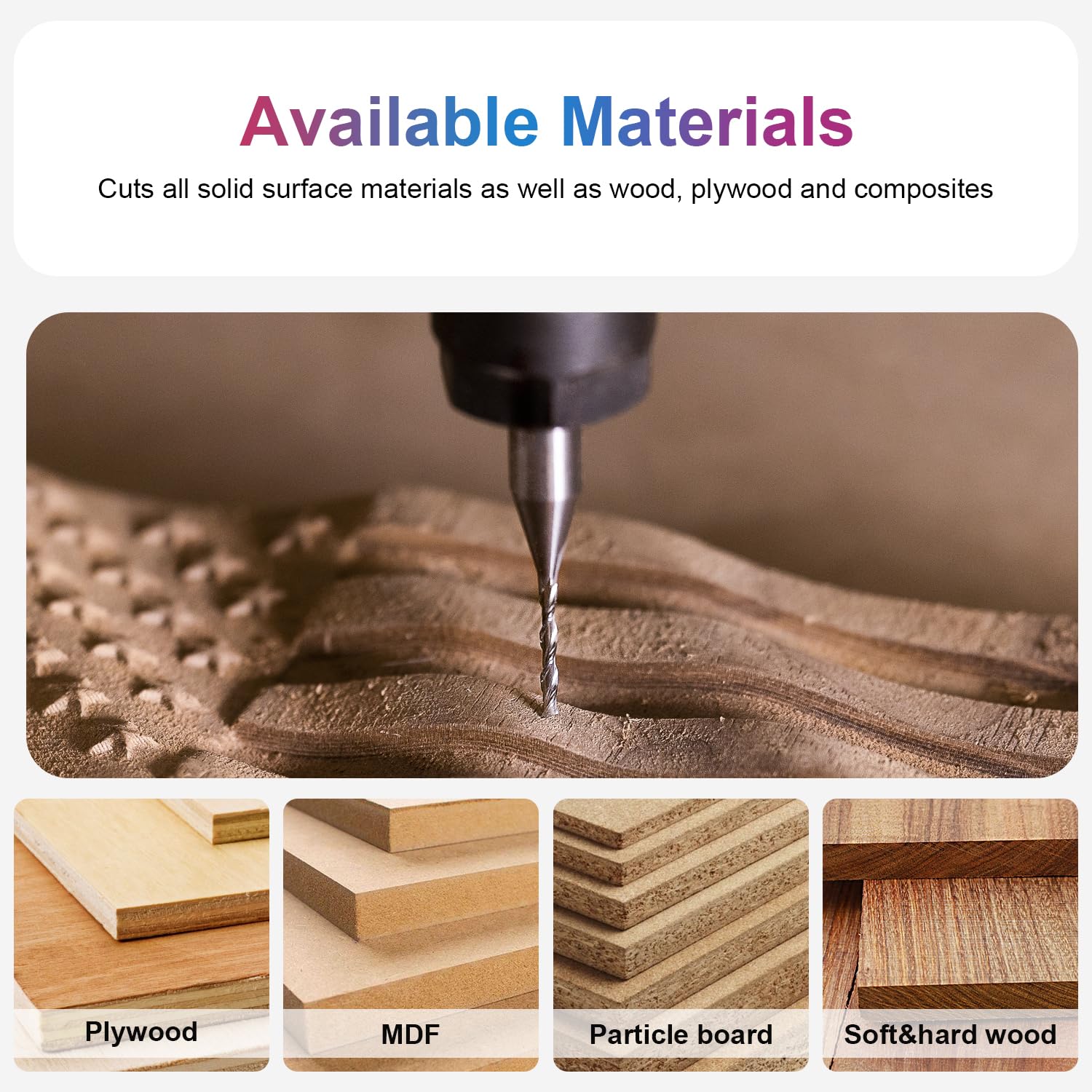 SpeTool 1/16 inch Cuting Diameter Spiral UP Cut Router Bit with 1/4 inch Shank 2 Flute Plunge CNC End Mill SpeTool