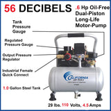California Air Tools CAT-1P1060S Light & Quiet Portable Air Compressor, Silver California Air Tools