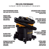 Vacmaster Professional - Professional Wet/Dry Vac, 12 Gallon, Beast Series, 5.5 HP 2-1/2" Hose (VJH1211PF0201) , Black Vacmaster