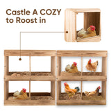 Nesting Boxes for Chicken Coop - Wooden Chicken Nesting Box for Poultry Heavy Duty 4 Compartments Laying Eggs Nest Box Wall Mount for Chickens, Hens, ZeenArt