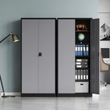 MIIIKO Metal Storage Cabinet with Locking Doors, Black Garage Lockable Steel Cabinets with 4 Doors and 5 Shelves for Home, Garage, Pantry Workshop MIIIKO