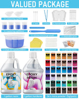 INCLY 2 Gallon Crystal Clear Epoxy Resin Kit, Casting & Coating Resin Supplies for Jewelry Making, River Table Tops, Art Painting, with 36 Colors INCLY