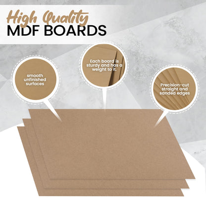 (8-Pack) CalPalmy 8” x 10” MDF Boards - 2mm Thick Boards for Carpentry, Interior Design, Hobby Crafts, and More - with Smooth, Unfinished Sides and