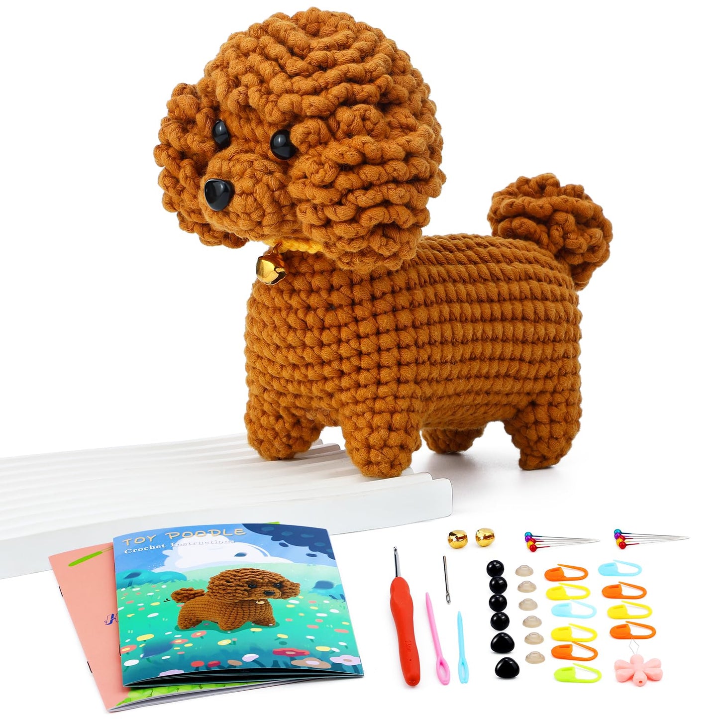 Aeelike Beginner Crochet Kit, 5Pcs Cute Fox Penguin Cow Husky Dog