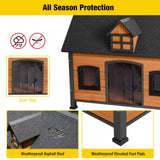 Aivituvin Large Dog House Anti-Chewing Metal Frame Design Insulated Wooden Dog Kennel with Unique Design Roof, Weatherproof Dog House for Outdoor Aivituvin