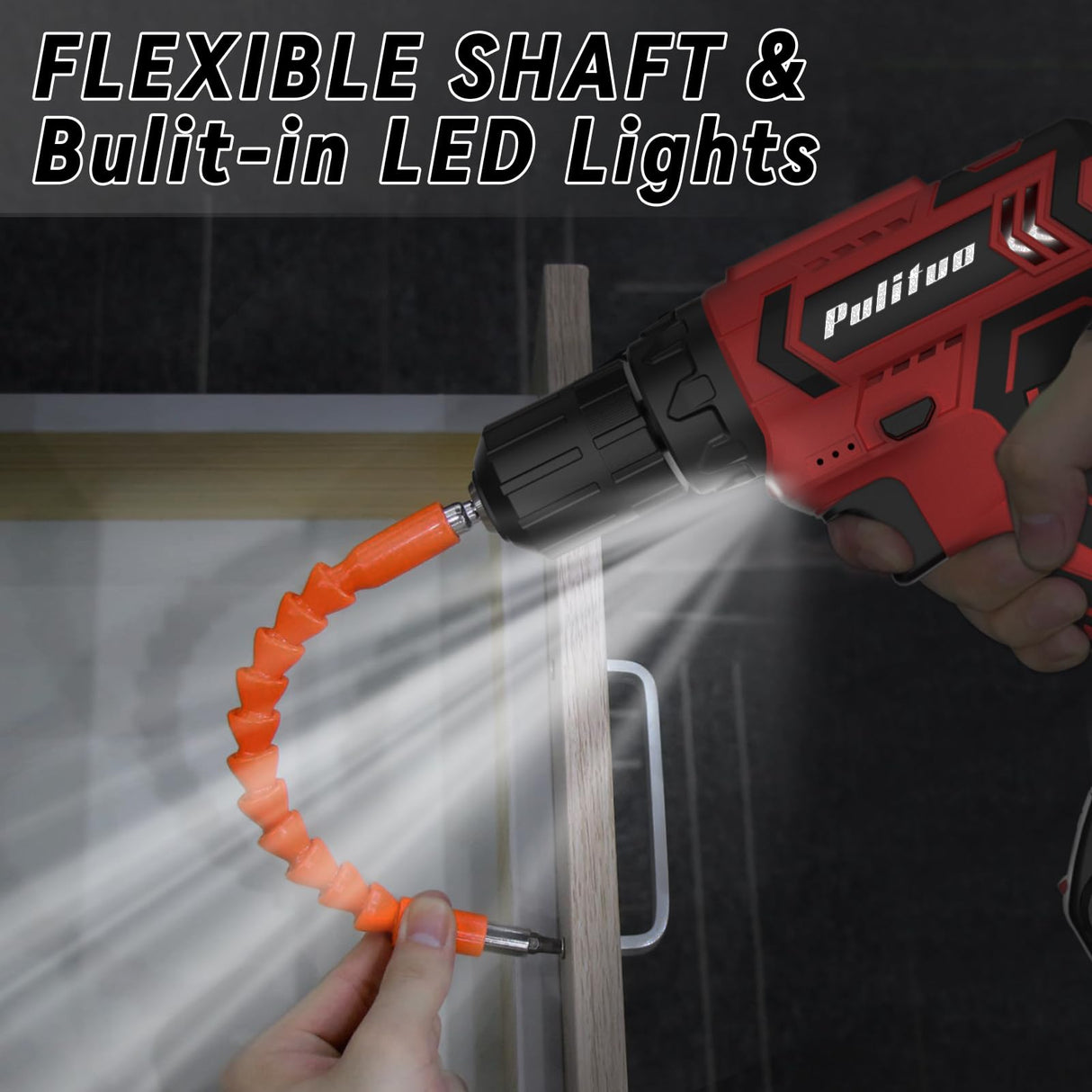 PULITUO Cordless Drill Set, 20V Electric Power Drill with Battery And Charger, Torque 30N, 21+1 Torque Setting, 2 Various Speed, with 43pcs Drill PULITUO