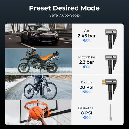 YOUNGDO Tire Inflator Portable Air Compressor, 150 PSI & 6000mAh, Tire Inflator with Pressure Gauge, Quick Inflation for Car,Motorcycle,Bike,Balls, - WoodArtSupply