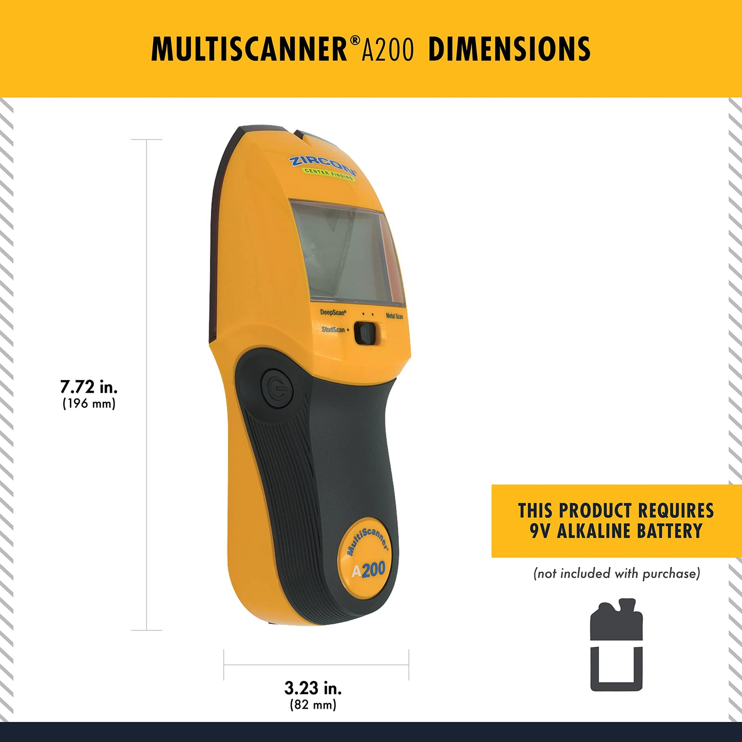 Zircon Multiscanner A200 Electronic Wall Scanner / Metal Detector/ Live AC Wire Detection With SpotLite Pointer - WoodArtSupply