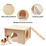 kathson Guinea Pig Hideout, Small Animal Hideaway Wooden House with Window and Ladder, Suitable for Hamsters, Chinchillas Small Animals kathson