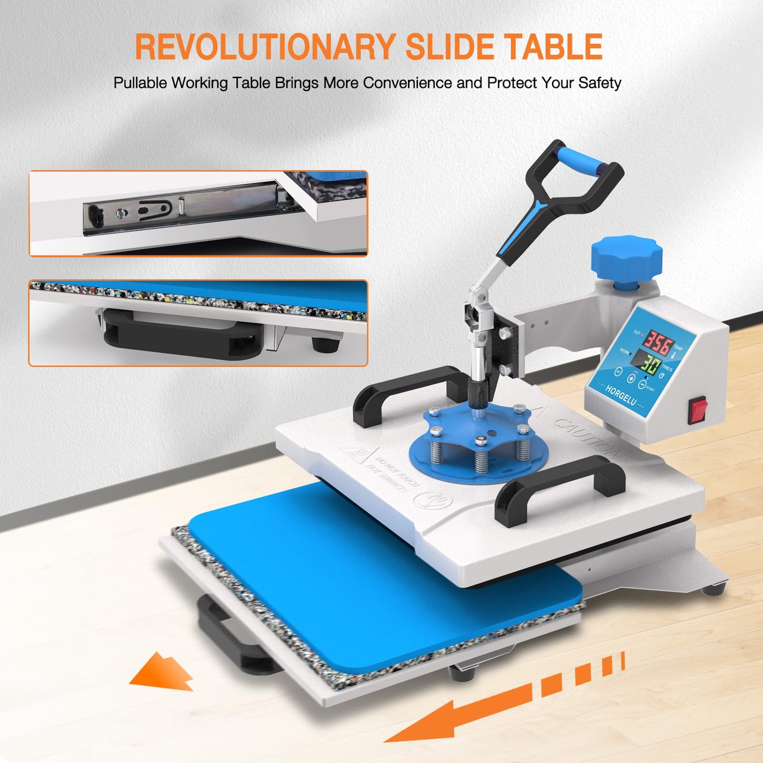 HORGELU 5 in 1 Heat Press Machine 12x15 Inch Heat Transfer Machine 360-Degree Swing Away Multifunction Digital Sublimation Combo Heat Press for T Horgelu