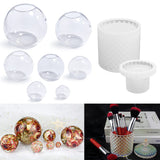 RESINWORLD Large Resin Box Molds with Lids, 3D Jar Silicone Mold + 7 Sizes 3D Sphere Silicone Molds for Resin, Large Clear Silicone Ball Mold ResinWorld