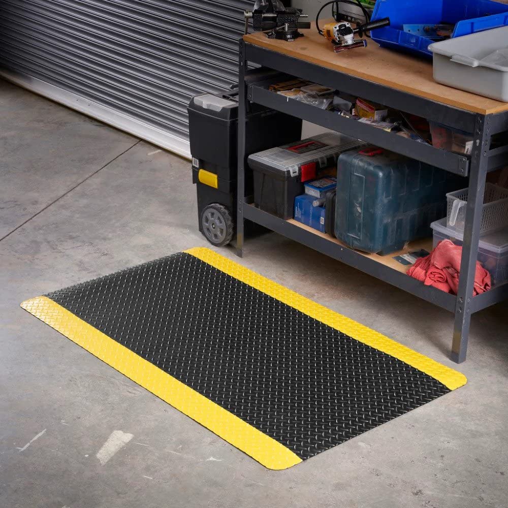 Consolidated Plastics Anti-Fatigue Heavy Duty Diamond Plate Floor Mat, Commercial Grade Standing Support for Leg & Back Pain, Sponge Base/Solid Vinyl Consolidated Plastics