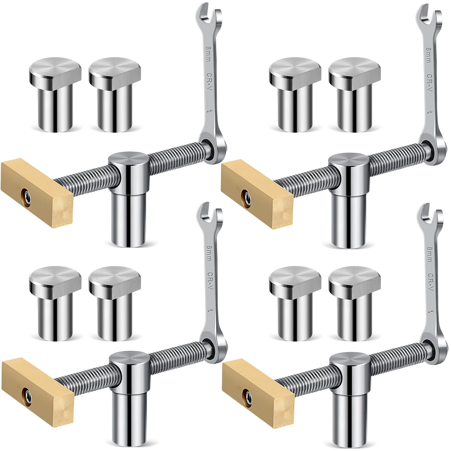 Lanties 4 Pack 3/4 Inch Bench Dogs Clamp Bench Clamp for Woodworking Dog Hole Clamps Woodworking with 8 Pack Bench Dogs Stainless Steel Brass Lanties