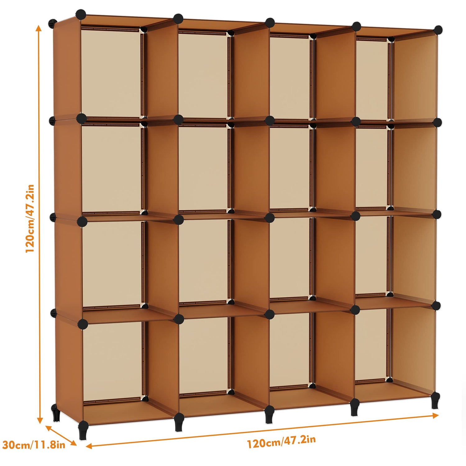 HOMIDEC 16-Cube Brown Storage Organizer – Versatile Closet and Bookshelf Solution HOMIDEC
