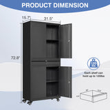 LISSIMO Metal Storage Cabinet with Wheels, Locking Garage Storage Cabinet with Adjustable Shelves and Drawer, Rolling Tool Cabinet for Home Office LISSIMO