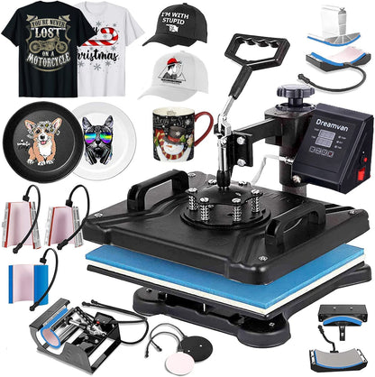 8 in 1 Heat Press Machine for t Shirts Professional Heat Transfer Machine12" X 15"Swing Away Shirt Printing Multifunctional Sublimation Machine