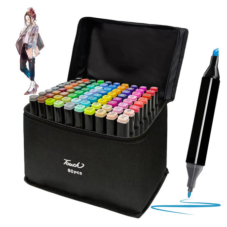 HEVEGRD 80 Colors Alcohol Markers Set, Dual Tips Blender Art Markers for Drawing Permanent Sketch Markers for Kids adult coloring, Illustrations HEVEGRD