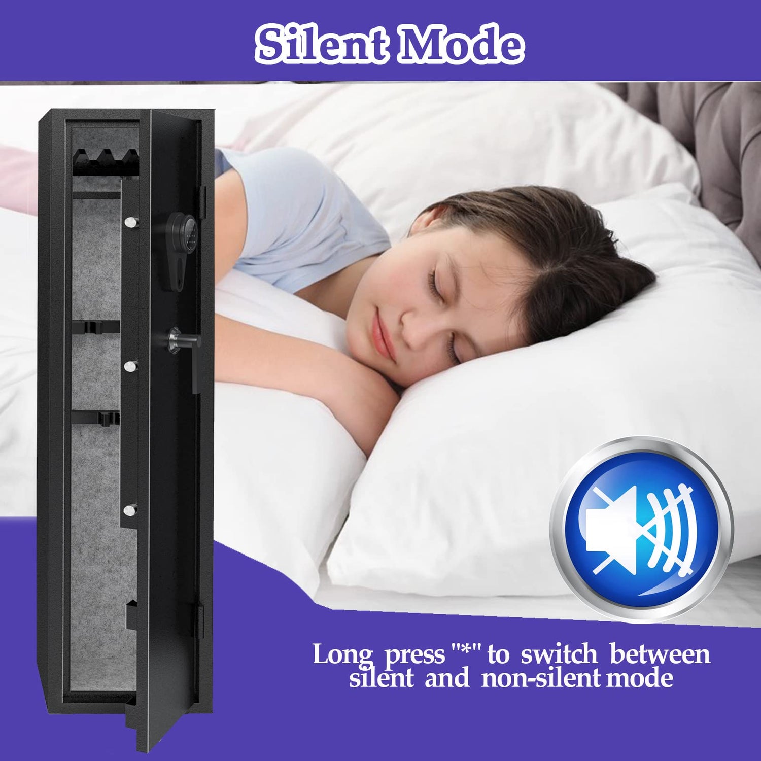 KAER 3-5 Gun Safes for Home Rifle and Pistols, Quick Access Safes for Shotguns, cabinets with Adjustable Rack, Pockets and Removable Shelf KAER