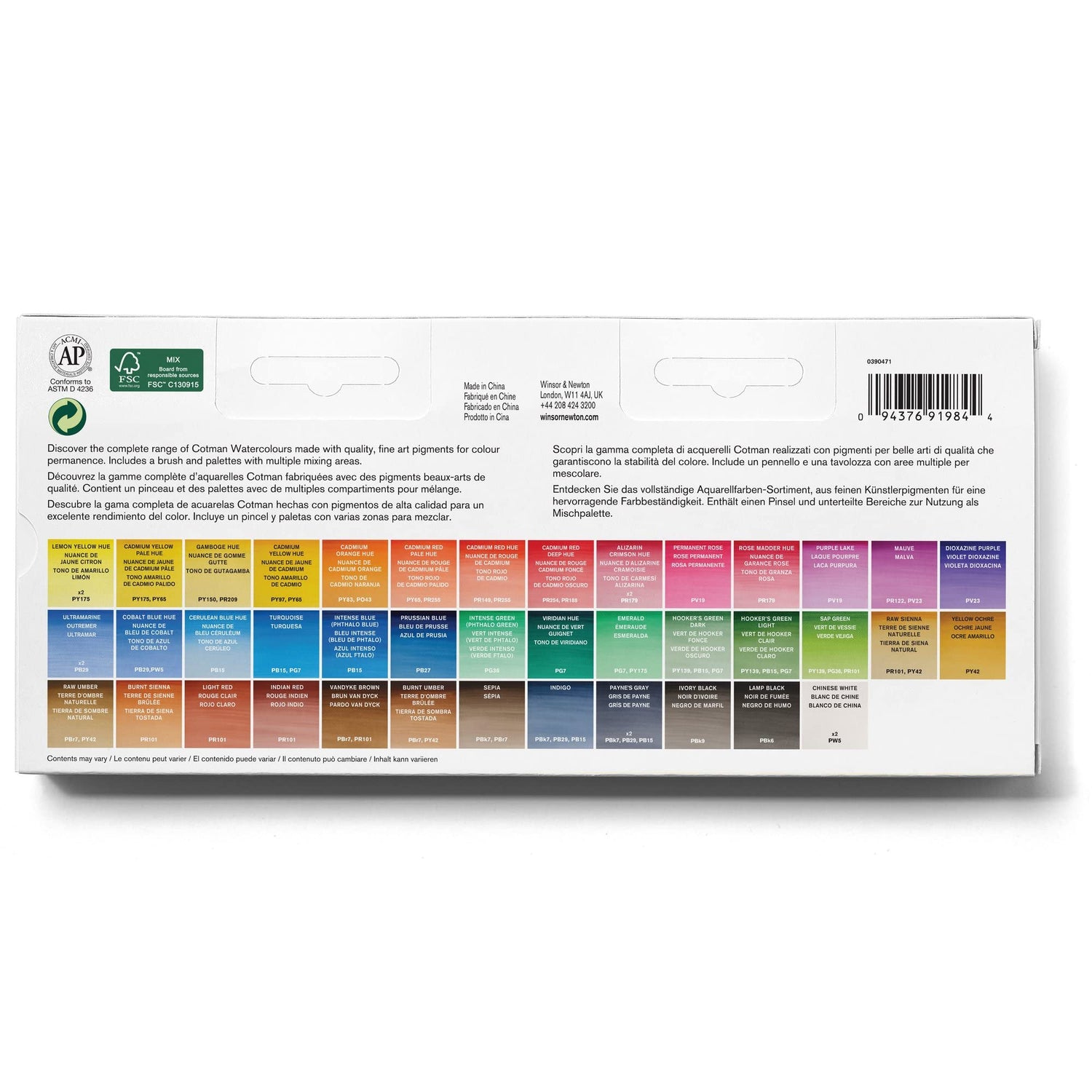 Winsor & Newton Cotman Watercolor Paint Set, Studio Set, 45 Half Pans w/ Brush Winsor & Newton