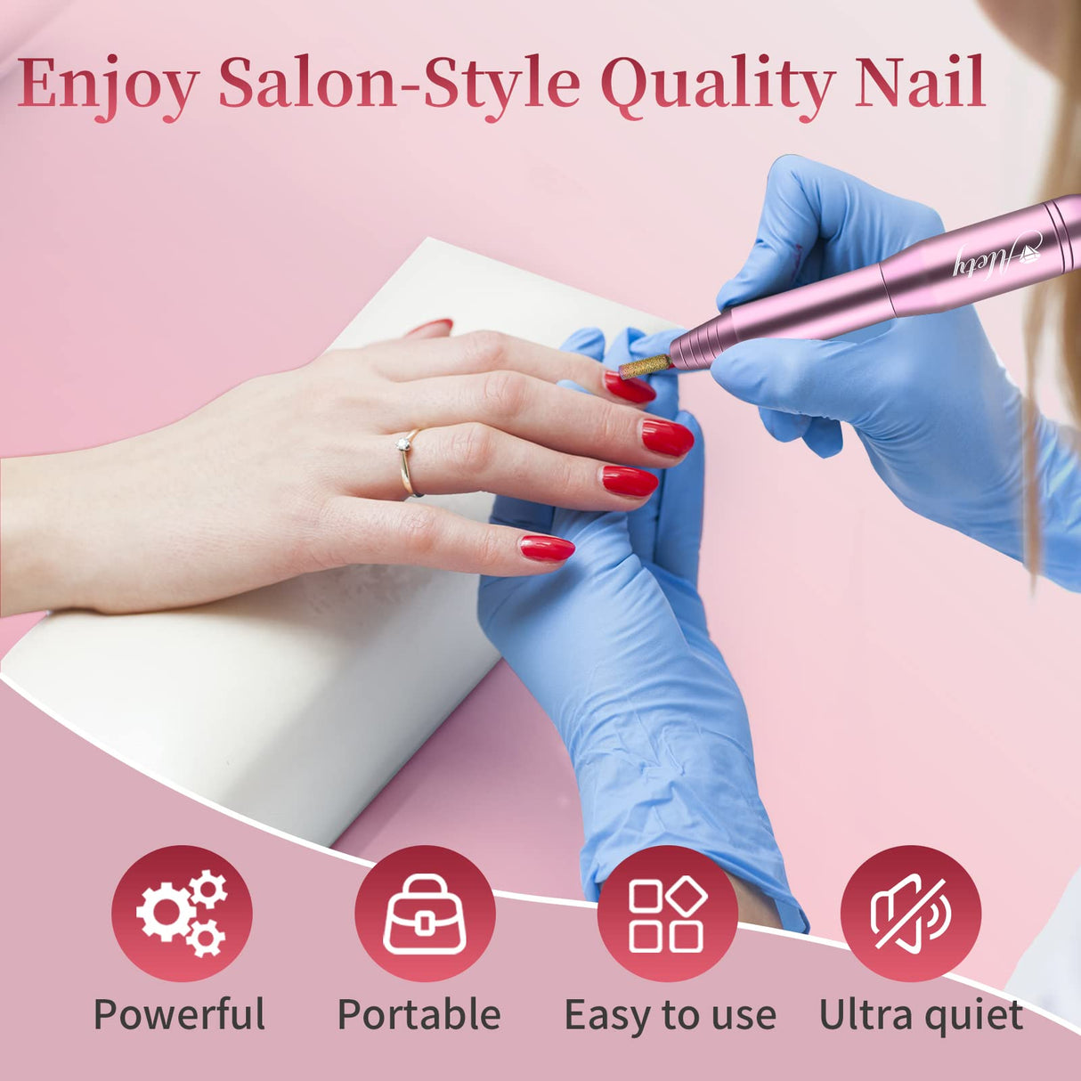 Alety Electric Nail Drill Kit, Portable Electric Nail File for Acrylic Gel Nails, Professional Nail Drill Machine Efile Manicure Pedicure Tools with Alety