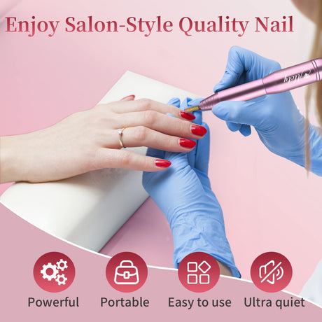 Alety Electric Nail Drill Kit, Portable Electric Nail File for Acrylic Gel Nails, Professional Nail Drill Machine Efile Manicure Pedicure Tools with Alety
