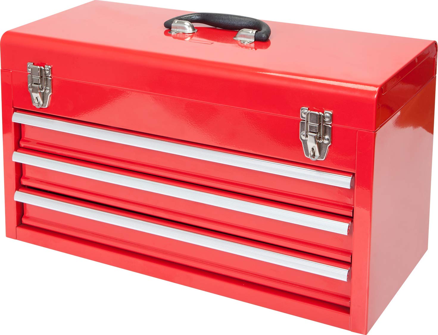 BIG RED ANTBD133-XB Torin 20" Portable 3 Drawer Steel Tool Box with Metal Latch Closure, Red BIG RED