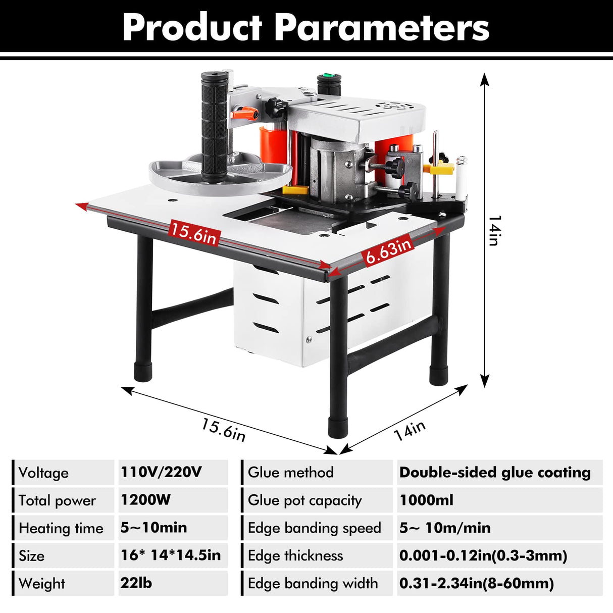 YUCHENGTECH Woodworking Edge Bander Banding Machine Portable Edge Bander Curve Straight Edge Banding Machine With Speed Control 5-10m/min (110V, YUCHENGTECH