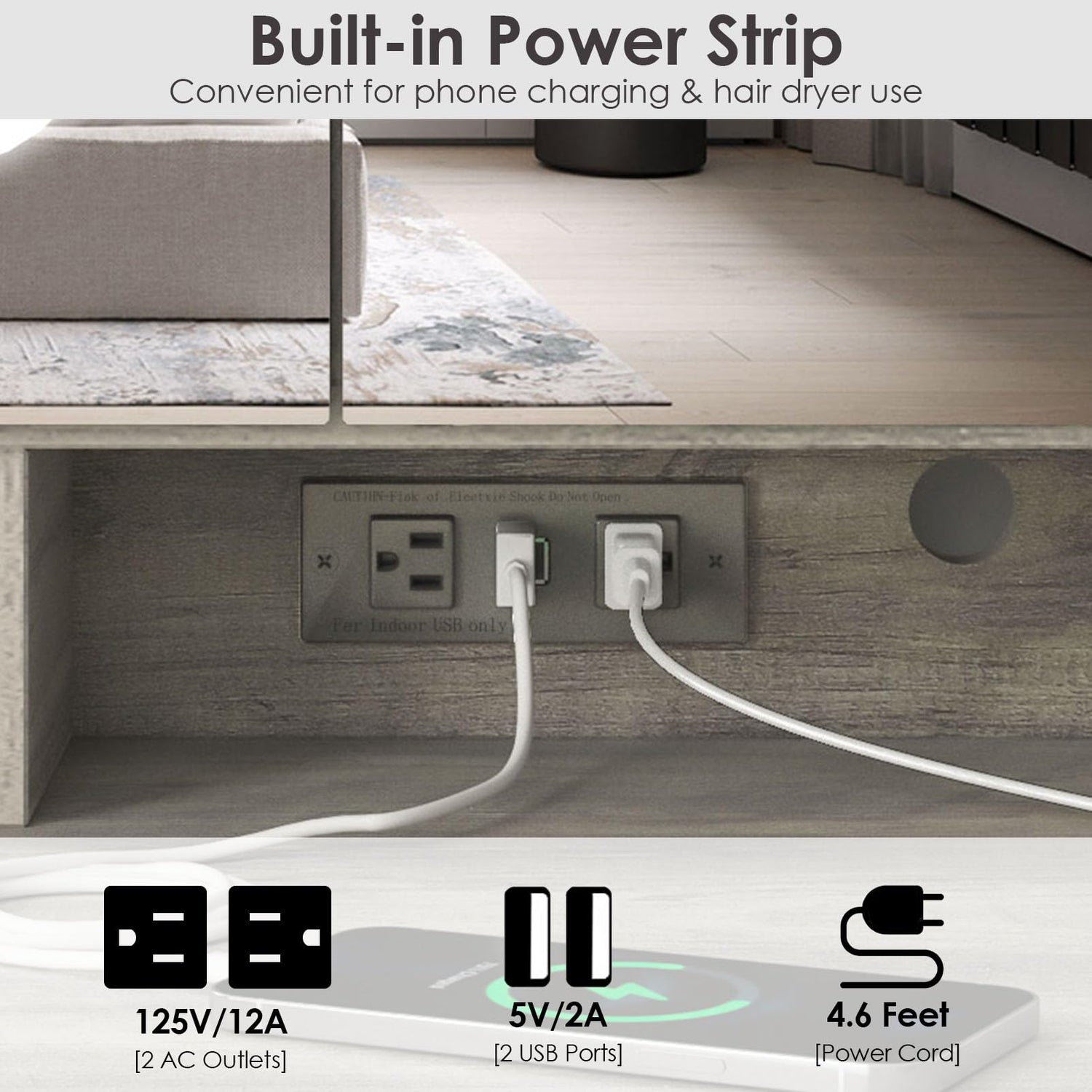 Fameill Vanity Desk with Lighted Mirror and Power Strip,Tri-Fold Mirror Makeup Vanity Table with Lights,2 Drawers Vanity Set with Hidden Storage Fameill