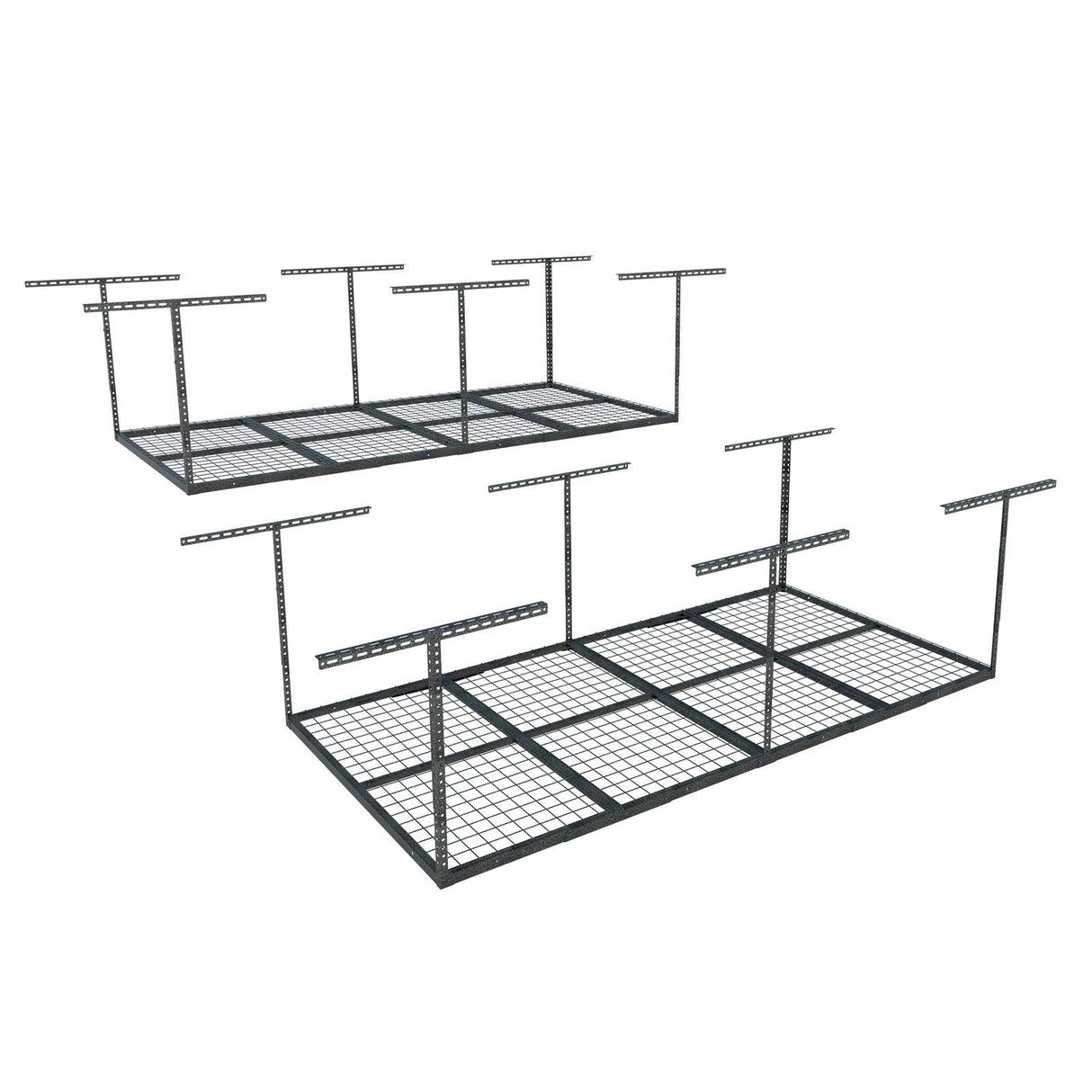 FLEXIMOUNTS 4x8 Overhead Garage Storage Rack, Garage Storage Organization System, Heavy Duty Metal Garage Ceiling Storage Racks, 2 pack, Hammertone FLEXIMOUNTS