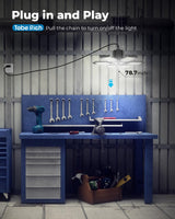 toberich 2-Pack Plug in Garage Light, 200W 20000LM Linkable LED Shop Light w/Pull Chain(ON/Off), 6+1 Deformable Panels, 6500K LED Ceiling Lights for toberich