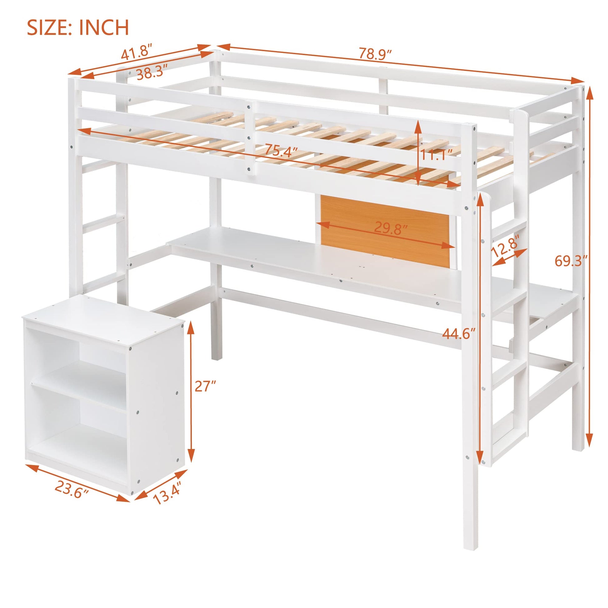 Harper & Bright Designs Twin Loft Bed with Desk, Storage Cabinet, and Writing Board – Space-Saving Wooden Frame for Kids and Teens - WoodArtSupply