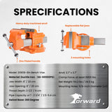 Forward 8-Inch Bench Vise Ductile Iron with Channel Steel and 360-Degree Swivel Base HY-30808-8In (8") Forward