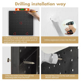 FZK Peg Board,Pegboard 32"*32",Pegboard Wall Organizer with Strong Ribs Back Holds up for 200Ib, Black Pegboard 4pcs,Peg Boards for Walls for Garage FZK