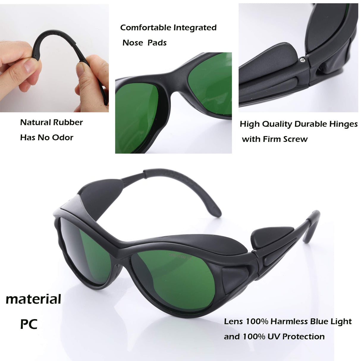 JILERWEAR Professional Laser Safety Glasses for 405nm,445nm,450nm,532nm,850nm Laser and 190nm-490nm Wavelength Violet/Blue/Red Laser Protection JILERWEAR