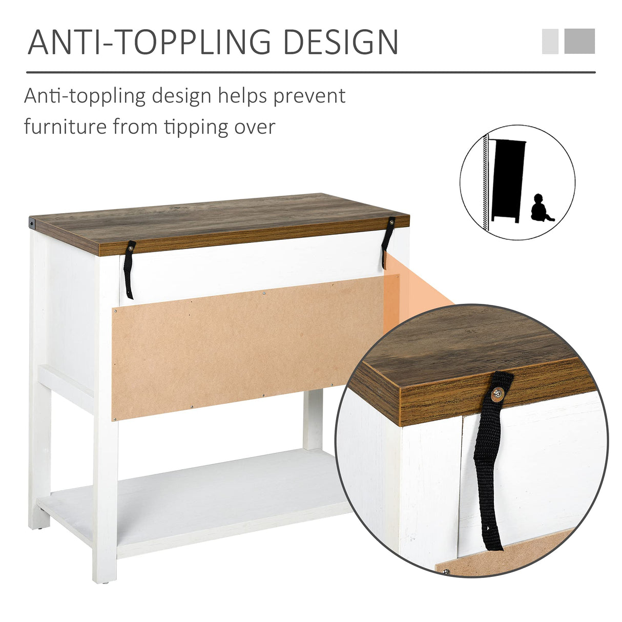 HOMCOM Farmhouse Double Door Coffee Bar Cabinet, Sideboard Buffet Cabinet, Kitchen Cabinet with Bottom Shelf for Entryway, Living Room, White HOMCOM