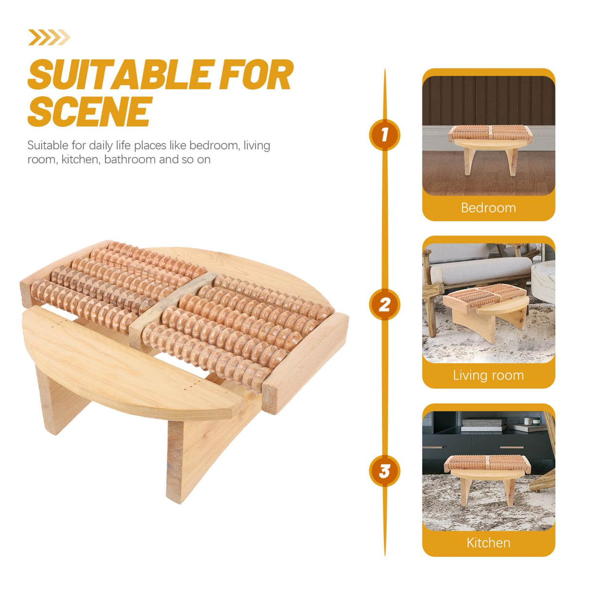 Feet Massager Sauna Stool Solid Foot Rest Under Desk Footrest Wood Massage Tools DOITOOL