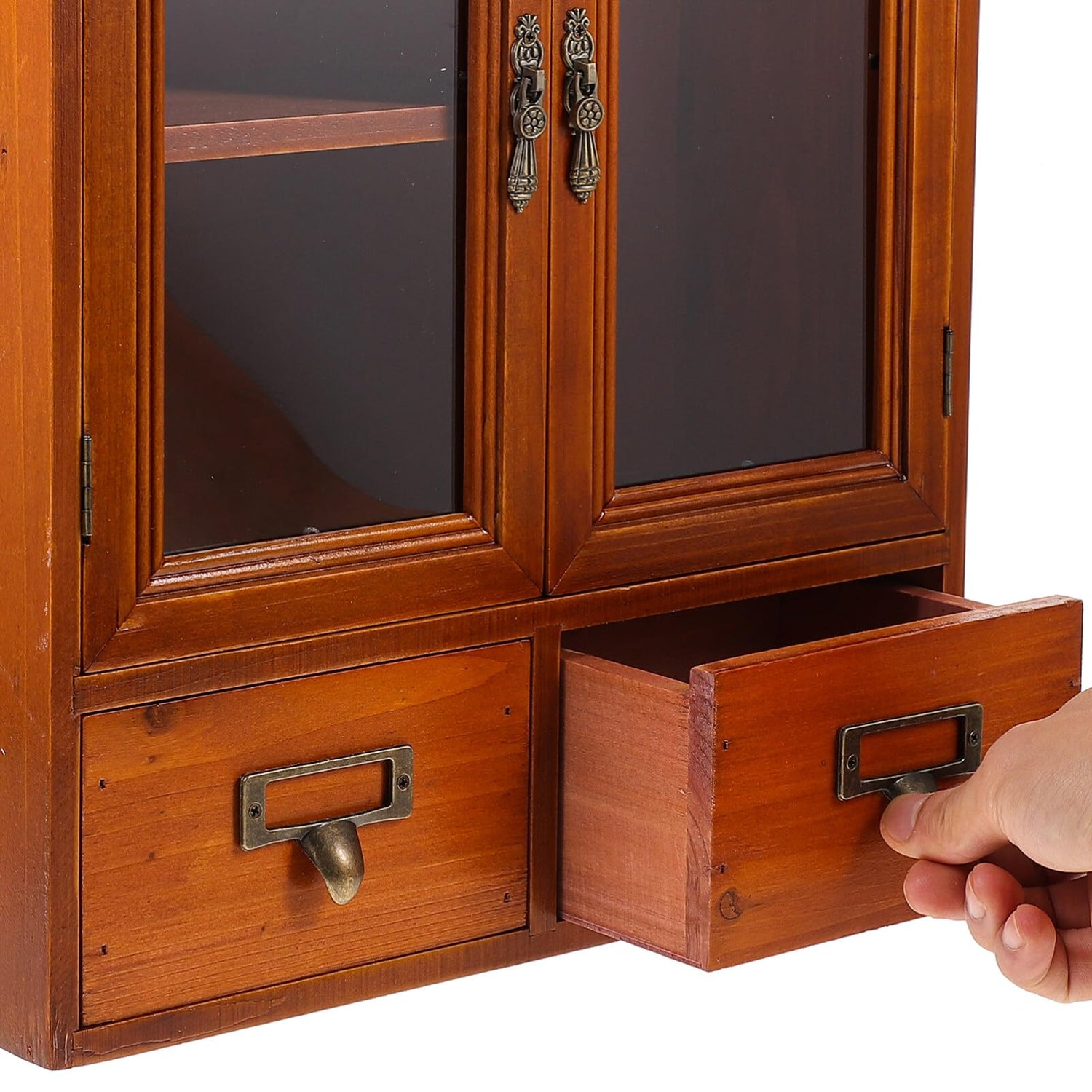 Rustic Wooden Wall Storage Cabinet - Vintage Style Hanging Organiser for Kitchen or Bathroom Holibanna