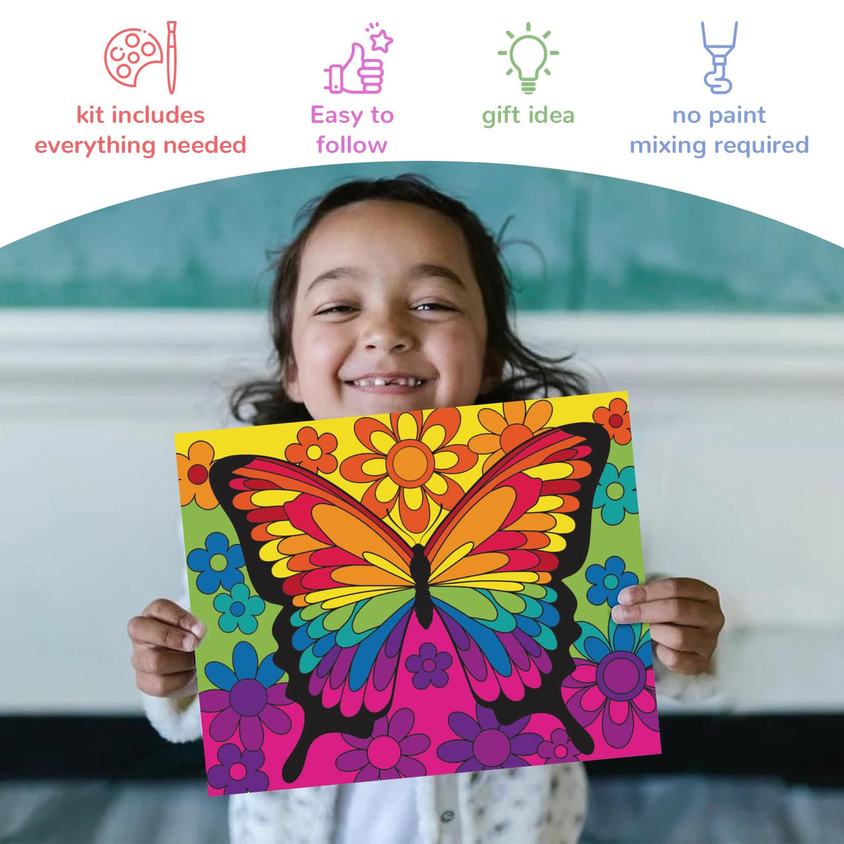 3 Pack Paint by Numbers for Kids Ages 8-12, Pre-Drawn Canvas Painting, Includes 8x10 inch Framed Canvas with 18 Acrylic Paints, 5 Brushes for Kids, goldentime