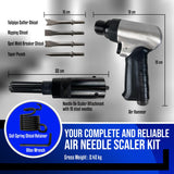 LE LEMATEC LE-AN324K 4800 BPM, Air Needle Scaler Gun with Hammer Chisel Kit, Pneumatic Tool Set, Heavy Duty Rust, Weld and Paint Remover, Metal LE LEMATEC